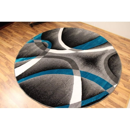 Persian Rugs 2305 Turquoise 6 Foot Round Modern Abstract Area Rug Persian Rugs 2305 Turquoise 6 Foot Round Modern Abstract Area Rug
