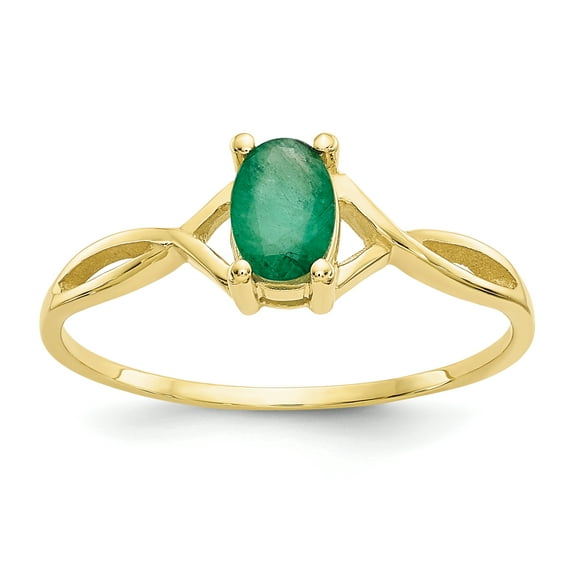 Primal Gold 10 Karat Yellow Gold Genuine Emerald Birthstone Ring