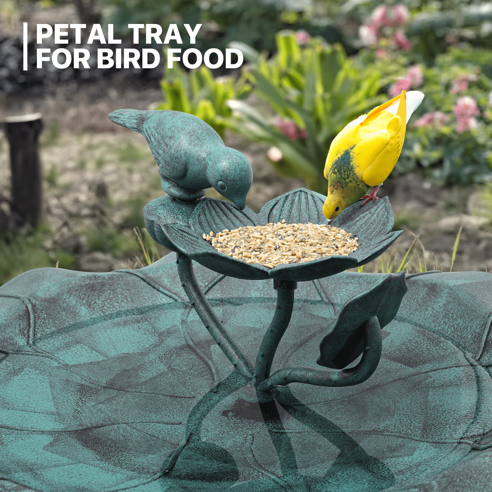 MoNiBloom 28" Outdoor Pedestal Bird Bath, for Garden Patio Backyard Décor, Green