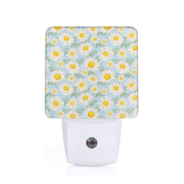 Fotbe Daisies Flowers Luz Nocturna LED, Luz de Noche con Sensor de Luz Natural de Anochecer a Amanecer, Se Enchufa a la Pared, Blanco Cálido 0.5W-UK