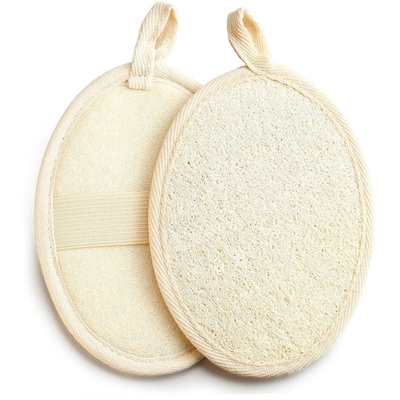 Natural Loofah Exfoliating Body Scrubber Pads100% Plant-Based Shower Luffa Sponge & Shower Sponge Shower Scrubber, Bath Loofah for Women & Men, Exfoliating Washcloth Alternative (2 Pcs, 1 Pack)