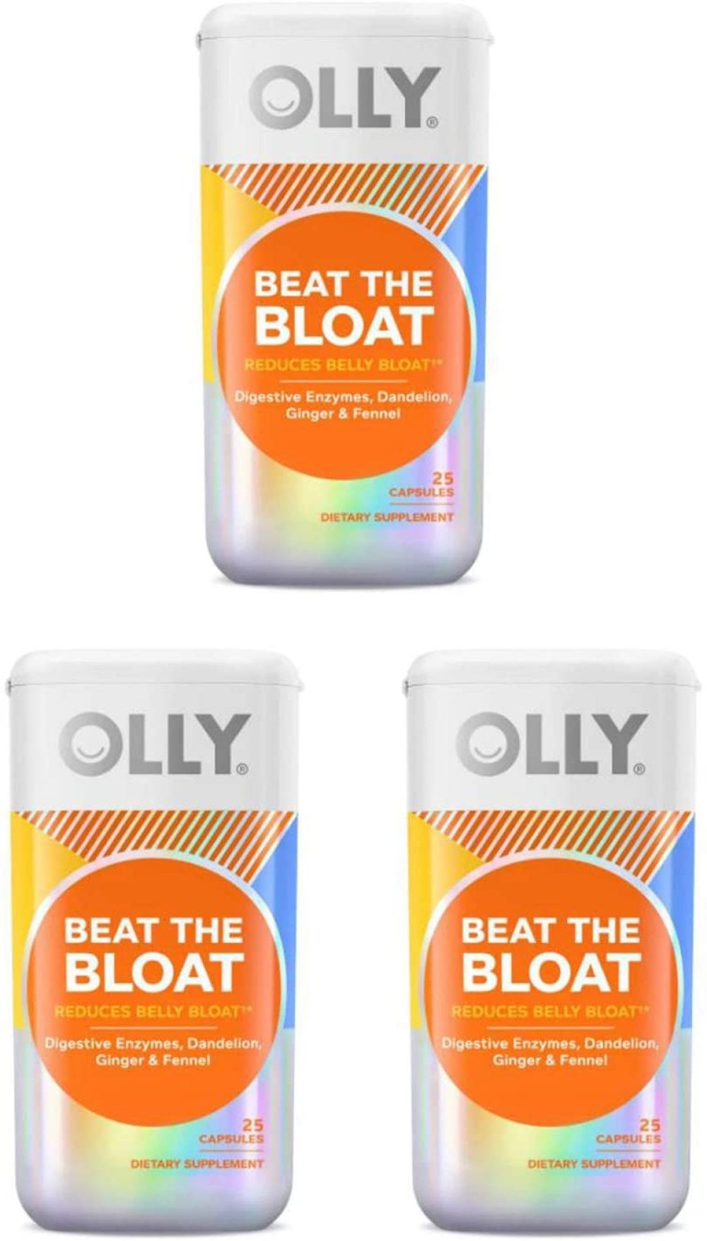 'Olly Beat The Bloat Supplements 25 Capsule! Blend Of Dandelion, Fennel And Ginger! Helps Reduce Belly Bloat Caused By Digestion Woes, Gas And Water Retention