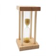 thumbnail image 4 of Reloj de arena amarillo con marco de madera de 5 minutos, temporizador de arena no muy preciso para niños., 4 of 7
