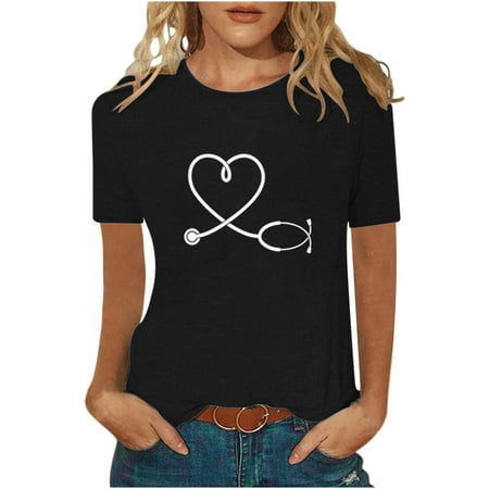 

Shirts for Women Shirts for Women Women s Fashion Tops Funny Printe CasualFit Tee Shirts Blouse Print Shirt Crop Top Maternity Shirts on Clearance White Tank Tops Women Black XL
