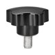 thumbnail image 1 of Uxcell M10 x 20mm Rosca macho 48mm Cabeza perillas en forma de estrella galvanizadas negras 1 paquete, 1 of 5