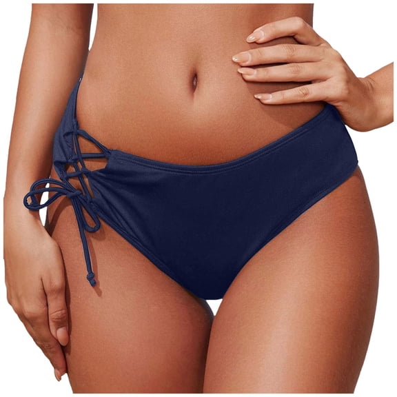 Afdoent Women's High Waisted Bikini Bottoms Plus Size Swim Briefs Beach Shorts Ruched Bottom Full Coverage Swimsuit Bottom Bathing Suit Bottoms