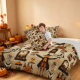 thumbnail image 4 of Homewish Halloween Scarecrow Pumpkin Queen Comforter Set, Gothic Skull Moth Comforter Sets Queen, Vintage Beige, Gray Reversible, 3pcs 1 Comforter and 2 Pillowcases, 4 of 6