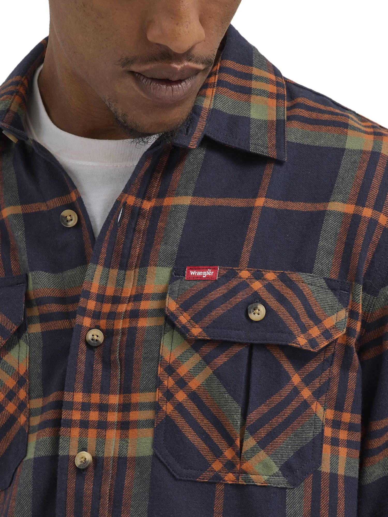 Wrangler® Men's and Big Men's Relaxed Fit Brushed Flannel Shirt with Long Sleeves, Sizes S-5XL