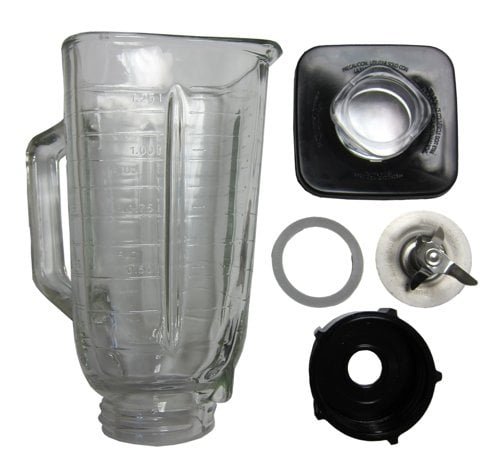 Blenpar 5 Cup Square Top 6 Piece Complete Glass Jar Replacement Set,Fits Oster 