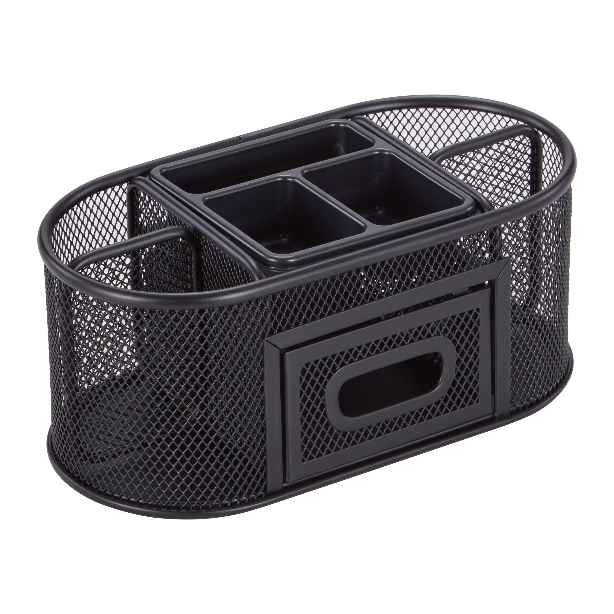 Pen+Gear Metal Mesh Desktop Organizer, 7 Compartments, Black photo 2