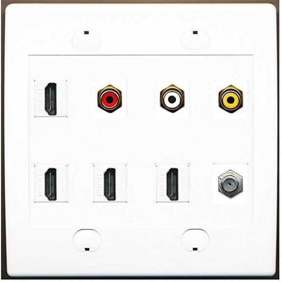 RiteAV 4 x HDMI 3 x RCA Composite and Coax Cable TV Wallplate