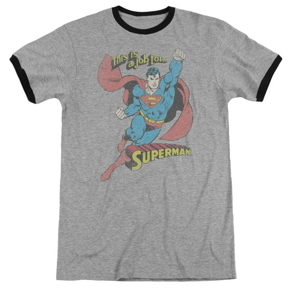 DC Comics On The Job Adult Ringer T-Shirt Heather/Black