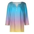 thumbnail image 5 of JULMCOMO 3/4 Length Sleeve Blouses for Women Summer Crew Neck Print Tshirts Three Quarter Sleeve Tunic Trendy Tee Shirts Button Down Loose Tops, 5 of 5