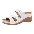thumbnail image 4 of Rokment Women's Arch Support Orthopedic Wedges Sandals Comfortable Leather Platform High Heels Dressy Slip on Fashion Casual Summer Walking Slides Slippers Adjustable White Size 6, 4 of 5