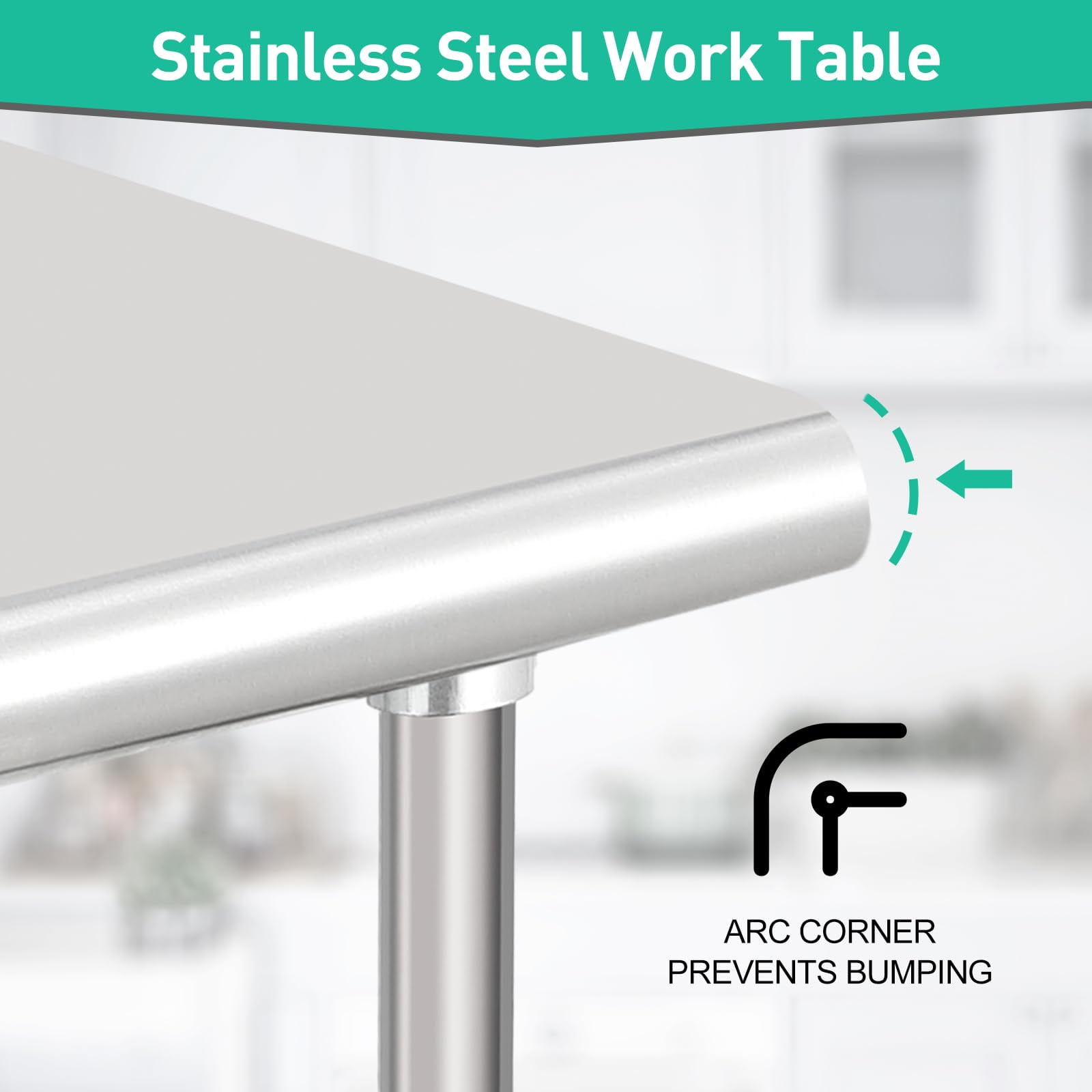 Huisuilinss Stainless Steel Table,Metal Prep & Work Table with Adjustable Undershelf NSF Metal Commercial Kitchen Table for Kitchen, Restaurant, Hotel and Garage Prep Table Work Table