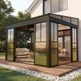 thumbnail image 7 of Erinnyees 10' x 12' Lean-to Sunroom Gazebo, Enclosed Patio Shelter with Sliding Doors, Polycarbonate Roof and Gray-Tinted Panels, Aluminum Frame for Backyard,Brown, 7 of 7