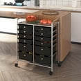 thumbnail image 4 of YEXJ 12 Drawers Rolling Storage Cart Multipurpose Movable Organizer Cart Storage Bin Trolley Tools Scrapbook Paper Organizer on Wheels-12-Black, 4 of 18
