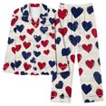 thumbnail image 4 of CZHJS Valentine's Day Long Sleeve Party Holiday Loungewear Womens Pajamas Plus Size Matching Outfits Pajama Wide Leg Pants and Button Down Collared Shirts Sets2 Piece Pj Sets, 4 of 7