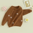 thumbnail image 7 of Okbabeha Baby Girl Floral Sweater Toddler Sweaters Long Sleeve Knit Sweater Crewneck Sweatshirt Newborn Infant Fall, 7 of 7