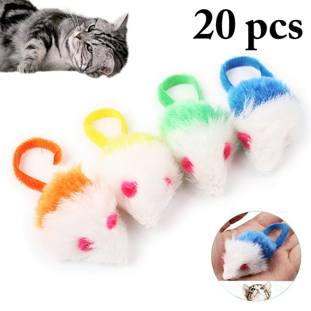 20PCS Mice Toy Plush Interactive Pet Play Toy Training Toy for Cats Kittens