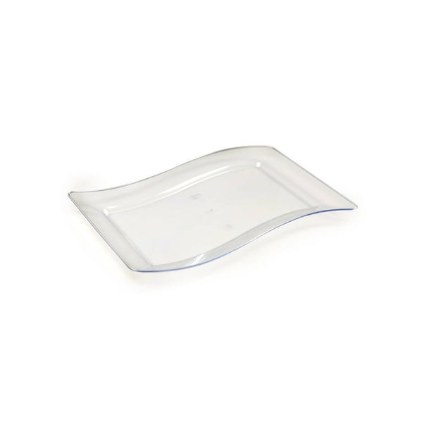 9" Clear Rectangular Wave Luncheon Plastic Plates 10ct.