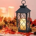 thumbnail image 4 of YAKii 13" Decorative Candle Lantern with LED Flameless Candle and Timer, Plastic LED Candle & Holder, Indoor & Outdoor Hanging Lights Thanksgiving &Christmas Day Decorations (Black 2 PCS), 4 of 5