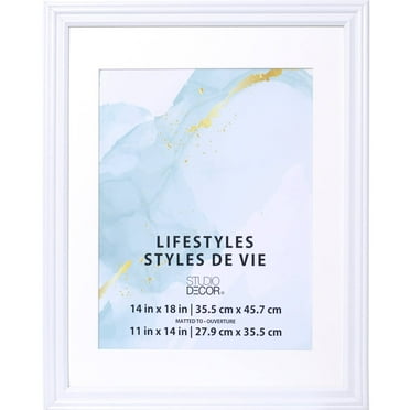 11" x 14" White Lifestyles Frames With Mat By Studio Décor - Includes Pre-attached Hanging Hardware - Horizontal or Vertical Display - 2 Pack
