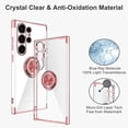 thumbnail image 2 of Clear Case for Samsung Galaxy S24 Ultra with Magnetic Stand [360° Rotatable Ring Holder] Soft TPU Bumper Slim Electroplated Shockproof Protection Samsung Galaxy S24 Ultra Case Pink, 2 of 11