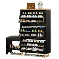 thumbnail image 3 of Uforic Shoe Cabinet with 3 Flip Drawers, Modern Shoe Storage Cabinet with Bench， Freestanding Shoe Rack Storage Organizer Bench for Hallway Entryway, Black, 3 of 10