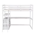 thumbnail image 5 of Bellemave Twin Size Loft Bed with Desk and Storage, Wood Loft Bed Frame with Shelves and Built-In Drawers, High Loft Bed for Kids Teens Adults, White, 5 of 10