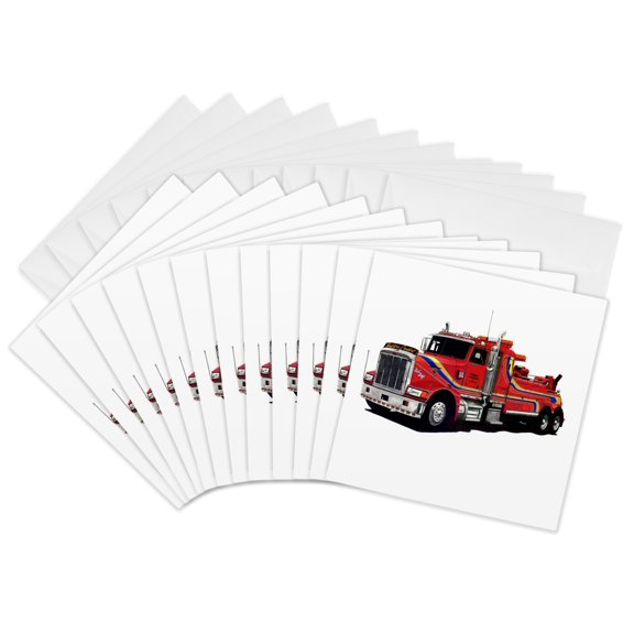 3drose, Tow Truck, 12 Greeting Cards with Envelopes