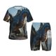 thumbnail image 1 of Balery Wild Blue Cool Dragon Conjunto de Pijama Infantil de Manga Corta con Estampado – Ropa de Dormir de Algodón Suave-Large, 1 of 6
