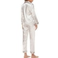thumbnail image 6 of Kureaily Women's Satin Pajama Set Long Sleeve Button Down Sleepwear 2-Piece Silky Pj Set, 6 of 6