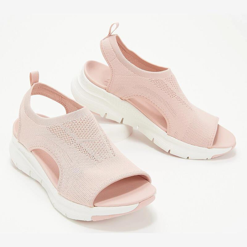 Pink-star Womens Shoes Fish Mouth Sandals Womens high-Heeled Mesh Thick with Summer Hollow Mesh Cold Boots 
