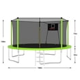 thumbnail image 2 of 14FT Outdoor Trampoline, Fitness Trampoline with Basketball Hoop and Safe Enclosure Net, Recreational Trampoline for Park, Kindergarten, Backyard, 1320 LBS Weight Capacity, Green, 2 of 7