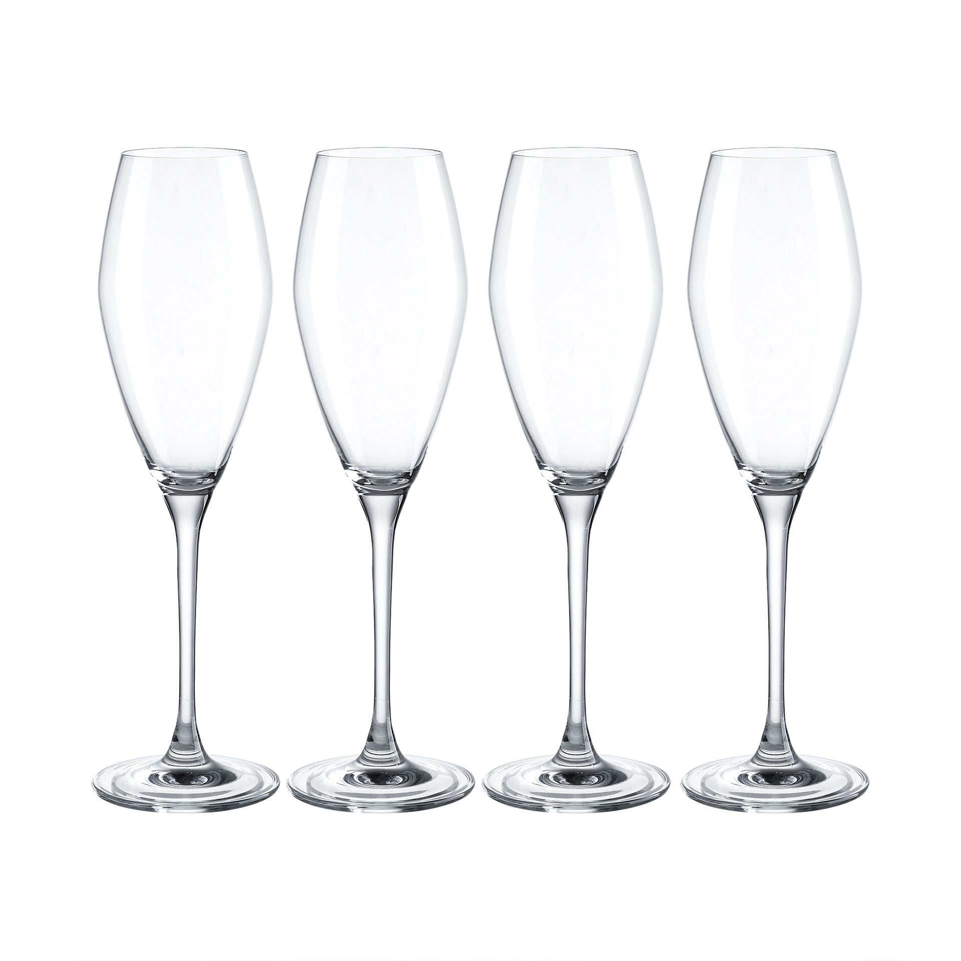 Large Tulip Shape Crystal Champagne Flutes Glasses Set of 4 Machine