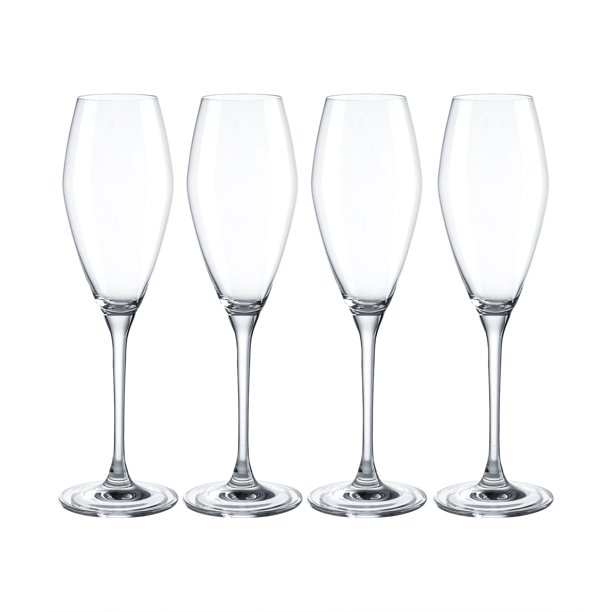 Large Tulip Shape Crystal Champagne Flutes Glasses Set of 4 Machine