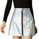 thumbnail image 1 of INSPIRE CHIC Mini faldas metálicas de cintura alta con cremallera frontal Aline para mujer Color plata S, 1 of 6