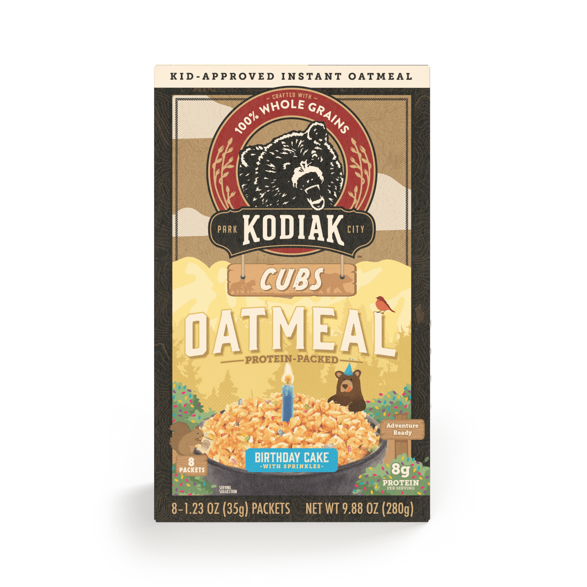 Kodiak Cubs Protein Birthday Cake Instant Oatmeal, 1.23 oz, 8 Packets