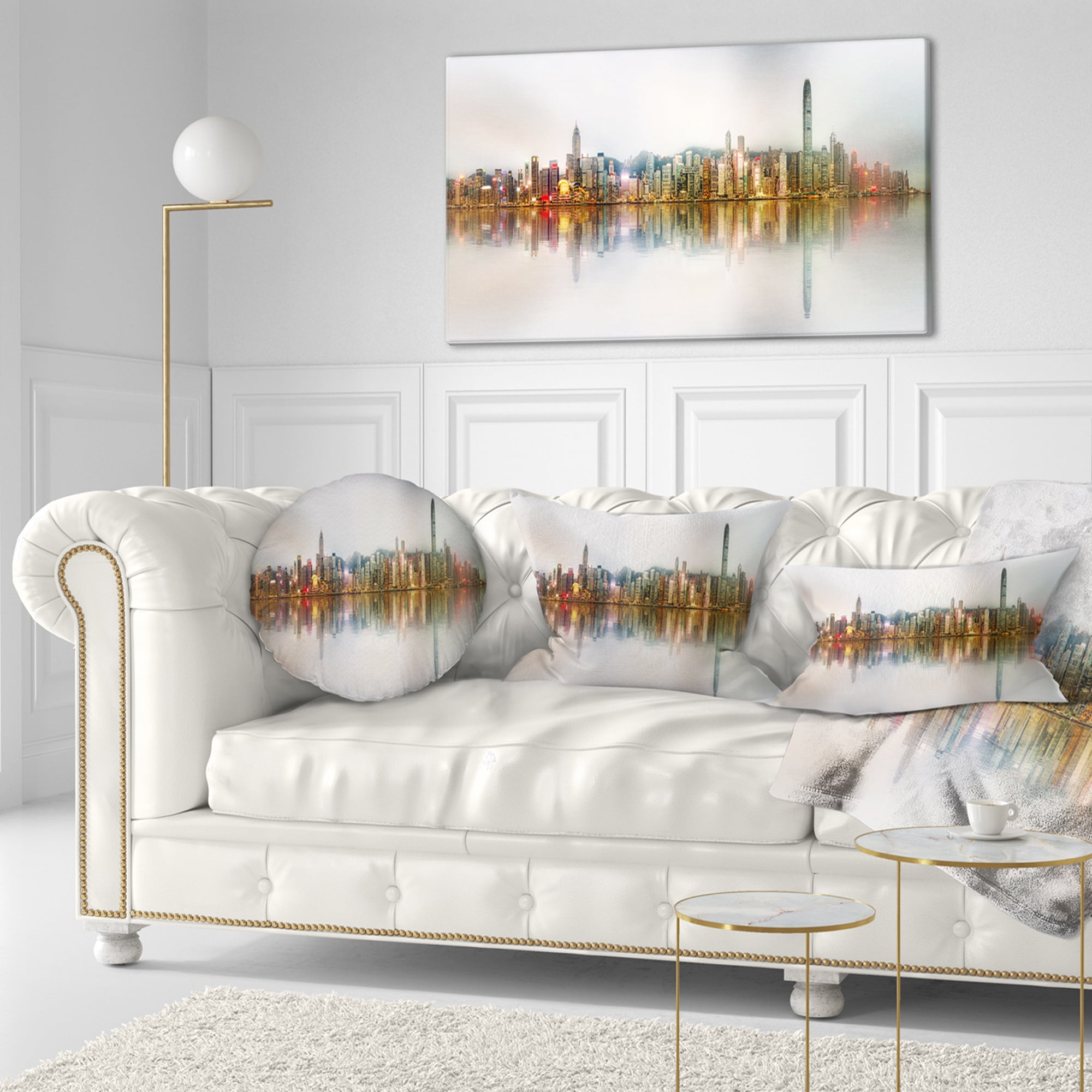 Designart Singapore Financial District Panorama - Cityscape Throw Pillow - 12x20