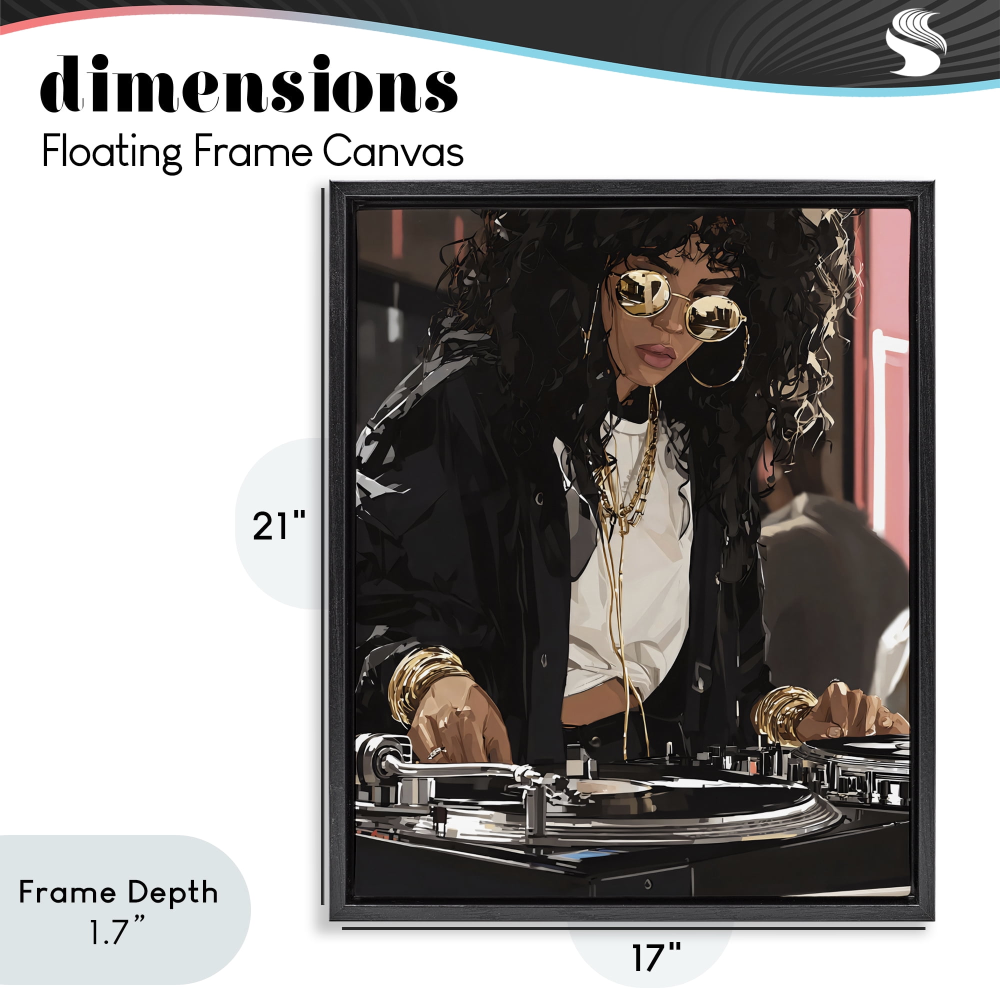 Stupell Industries DJ Focused On Turntables Black Framed Floater Canvas Wall Art, design by Franklyn Gregory