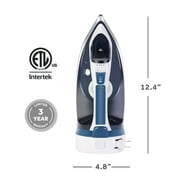 Sunbeam 1700W Steam Iron, Retractable Cord, Shot of Steam, Steel Soleplate, Blue-White