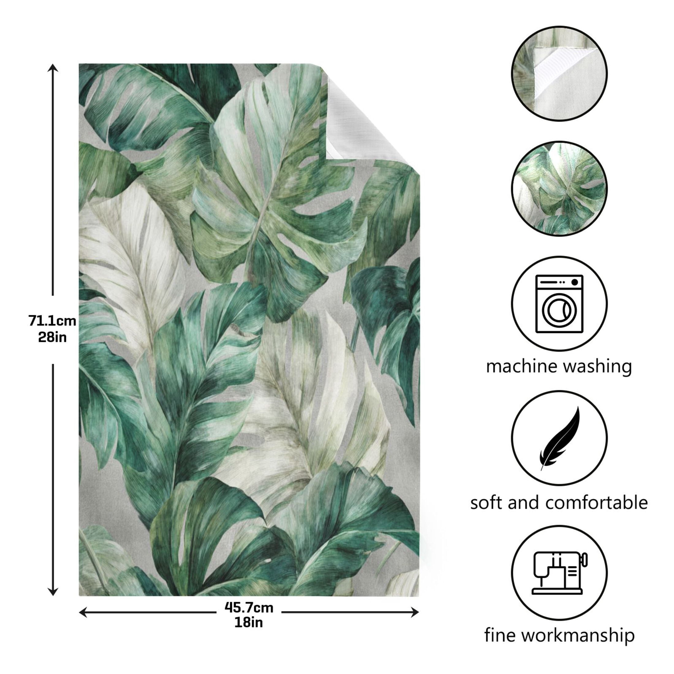 Qxltty Tropical Leaves Kitchen Towels 28 x 18 Inch Set of 6 Soft Cotton Linen Feel Dish Towels with Hanging Loop for Drying, Cleaning & Decor