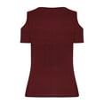 thumbnail image 6 of LADIGASU Women's Solided V-neck Short Sleeved Loose Top, 6 of 7