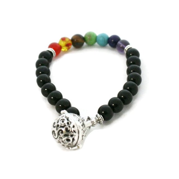 7 Chakra Essential Oil Diffuser Bracelet- Black Onyx Stone