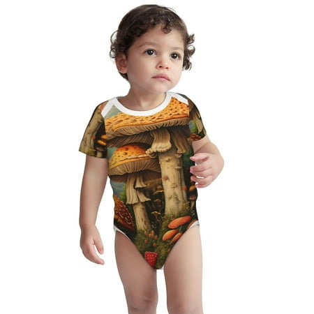 

Kdxio Vintage Cloud Mushroom Pattern Unisex Baby Cotton Short Sleeve Bodysuits-6 Months