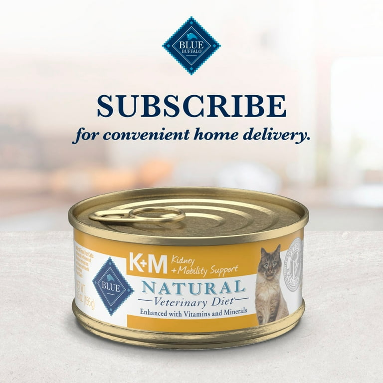 Blue Natural Veterinary Diet KM Kidney + Mobility Support Canned Cat Food - 24 pack, 5.5 oz cans