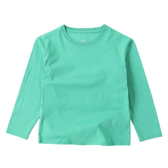 Ruyang Boys Girls Long Sleeve Shirts Kids Thermal Cotton Base Layer Top Fall Winter Warm Plain Crewneck Casual T-Shirt