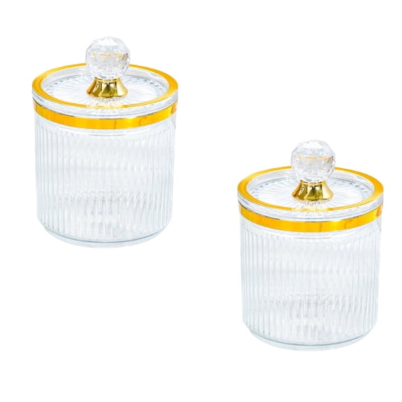 2 Pack Cotton Swab Holder Dispenser, 13 Oz Clear Apothecary Jar with Lid - Cotton Ball Canister for Bathroom, Makeup And Home Storage Organizer