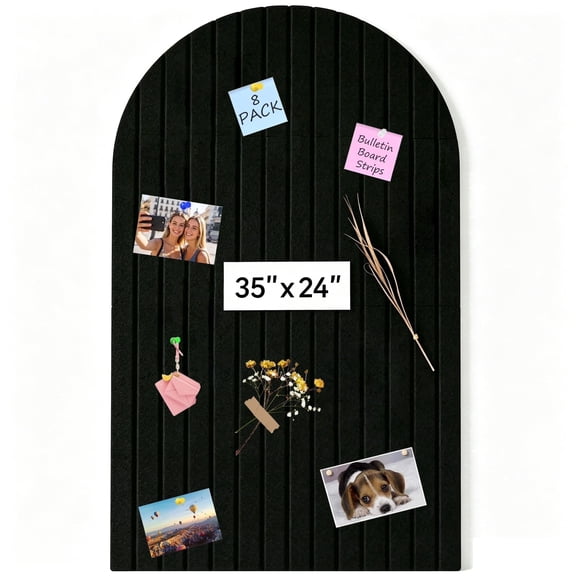 STYZIGZZ Bulletin Board,35" x 24" Felt Cork Board, 6 Pack Self Adhesive Arched Felt Wall Tiles with 30 Push Pins, Modern Wall Decor Cork Board for Home Office School